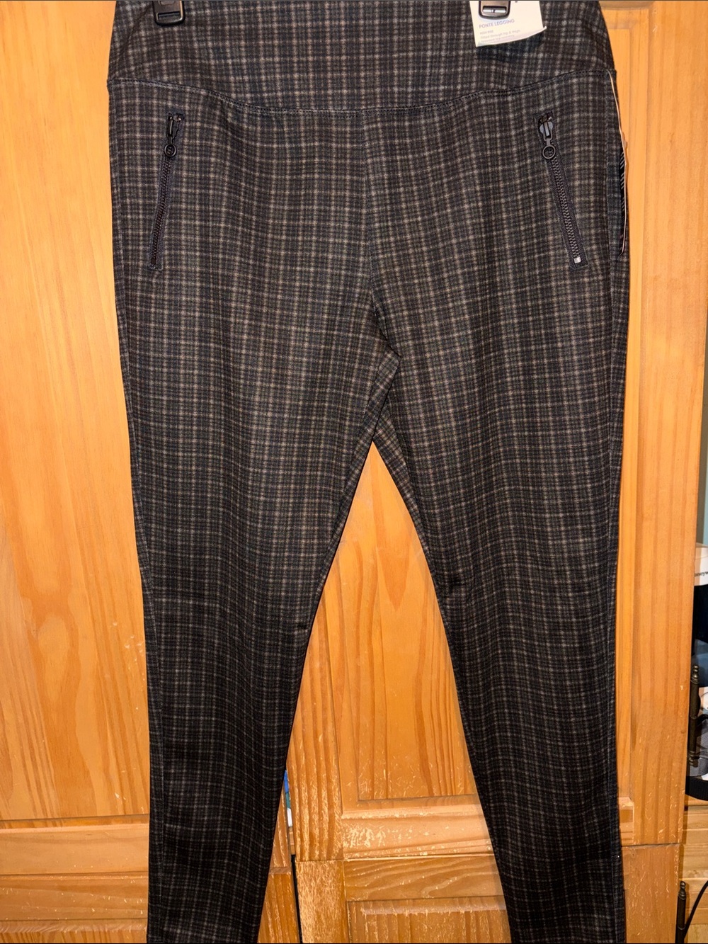 Plaid High-Rise Leggings with Zip Pockets